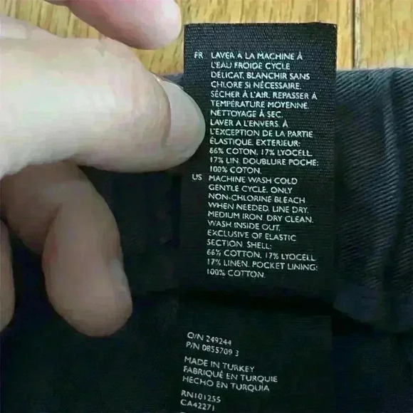 COS Women's Navy Blue Linen Blend Shorts Size 2 Casual Summer Elastic Waist - Picture 4 of 6